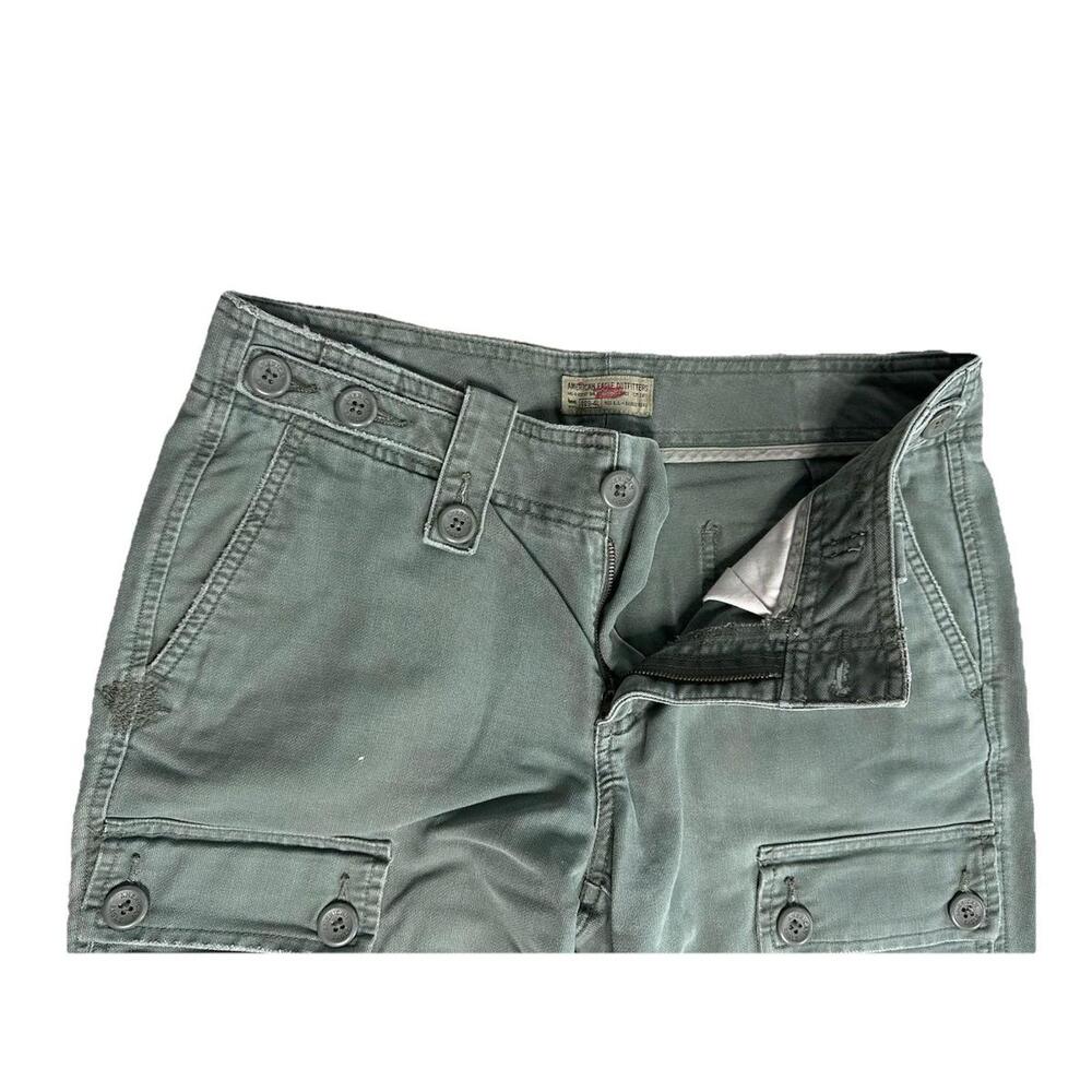 Vintage Y2K American Eagle Cargo Pants Womens 4 Olive Green Utility Split Hem - Picture 4 of 9